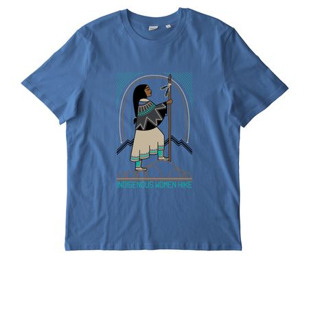 Indigenous Women Hike, a Bright Blue Stanley/Stella Unisex Creator 2.0 Tee