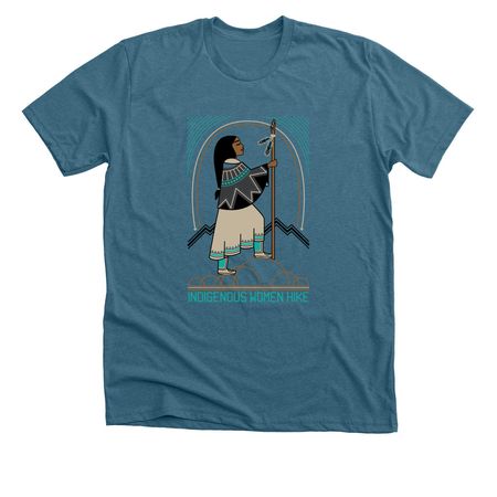 Indigenous Women Hike, a Heather Deep Teal Premium Unisex Tee