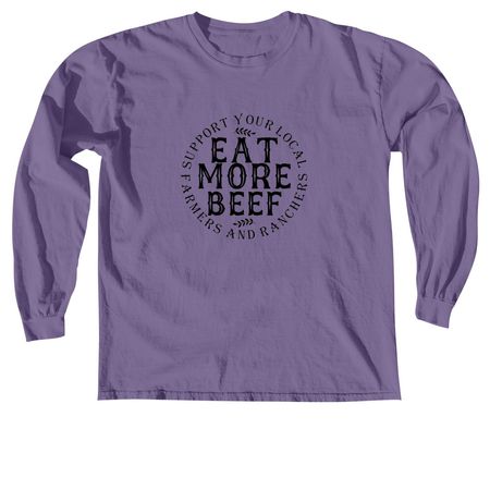 Eat More Beef, a Grape Comfort Colors Long Sleeve Tee