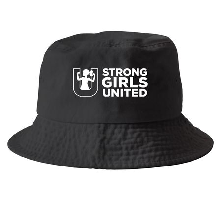 Strong Girls Hats, a Black Printed Bucket Hat