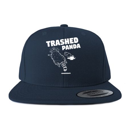 Trashed Panda, a Dark Navy Snapback Hat