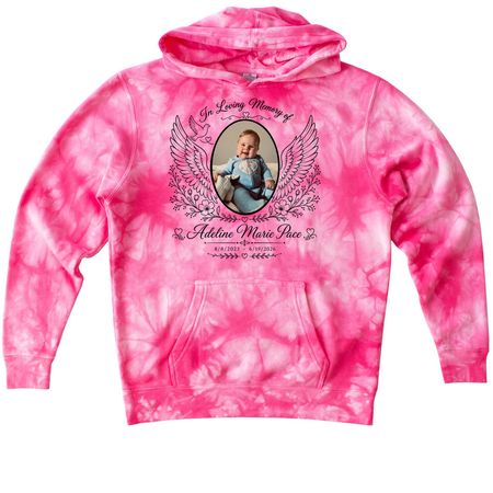 In Memory Of Adeline, a Pink Youth Tie Dye Pullover Hoodie