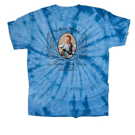 In Memory Of Adeline, a Baby Blue Classic Tie Dye Tee