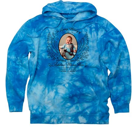 In Memory Of Adeline, a Aqua Blue Tie Dye Pullover Hoodie