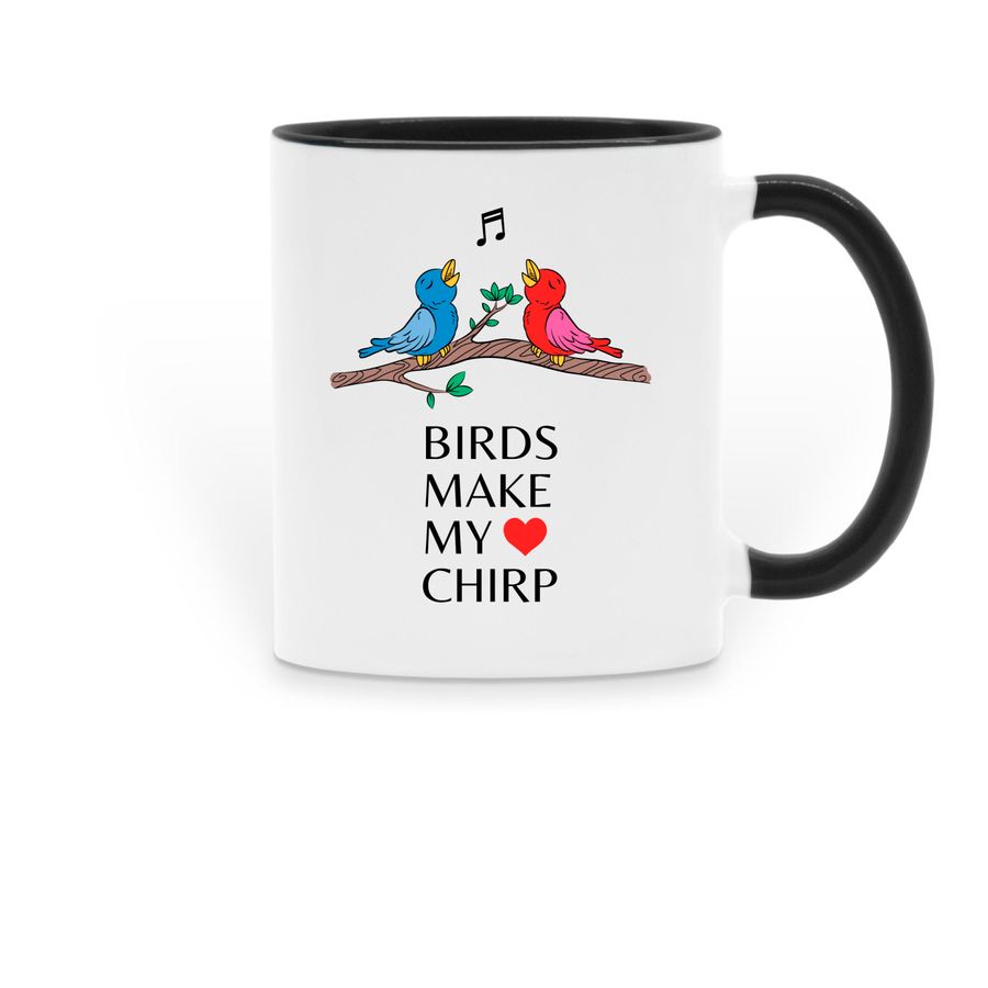Birds Make My Heart Chirp Ver. 1, a Black Two-Tone Ceramic Mug