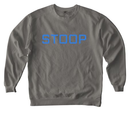 Stoop Logo blue, a Grey Comfort Colors Crewneck Sweatshirt