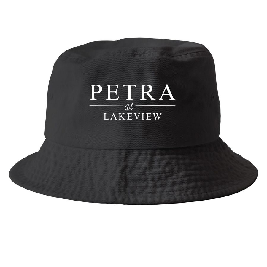 Brimmed Hat, a Black Printed Bucket Hat