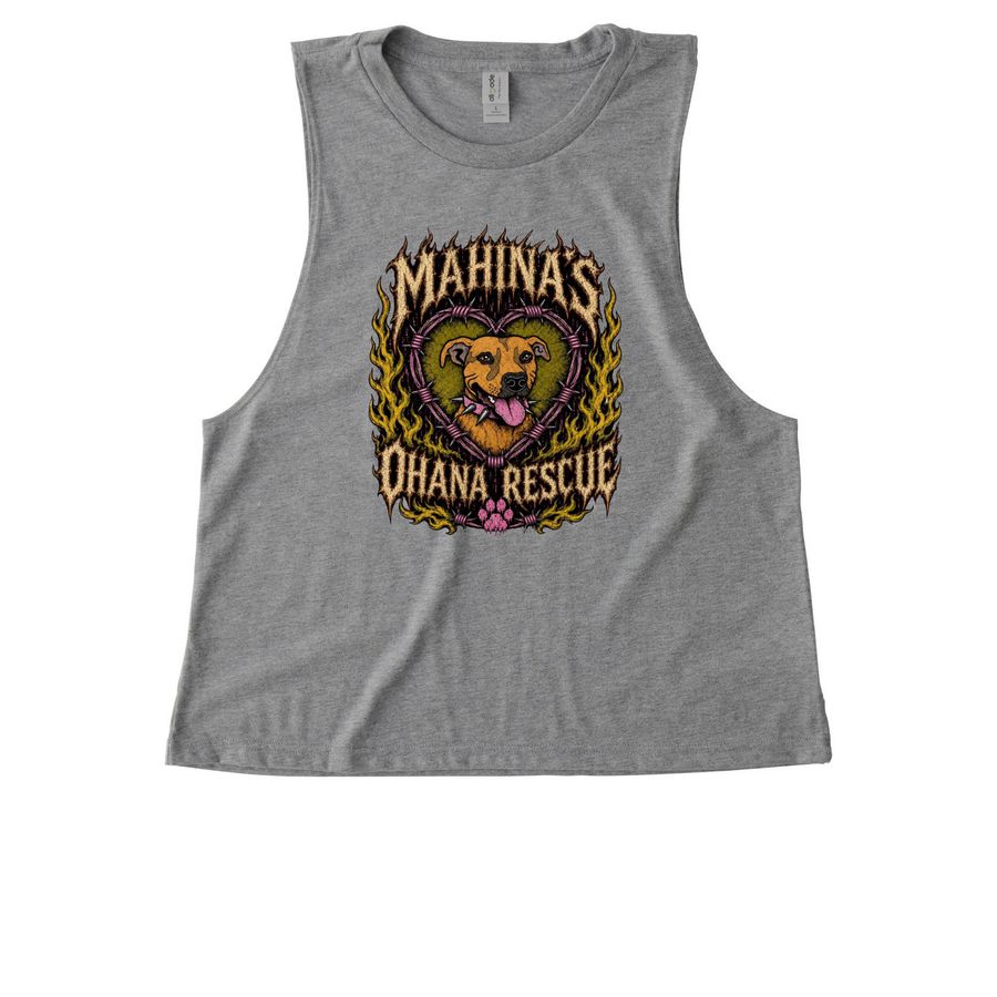Ladies Mahina?s Ohana Rescue ?hardcore? tanks, a Aluminum Grey Allmade Eco Triblend Women?s Muscle Tank
