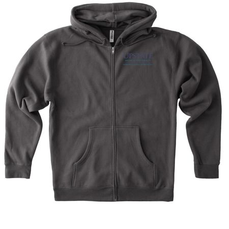 Go to Apparel Blue Logo no back!, a Solid Charcoal Heavyweight Zip Up Hoodie