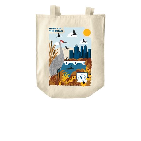 HOPE ON THE ROAD TOTE, a Natural Over-the-Shoulder Shopping Tote Bag