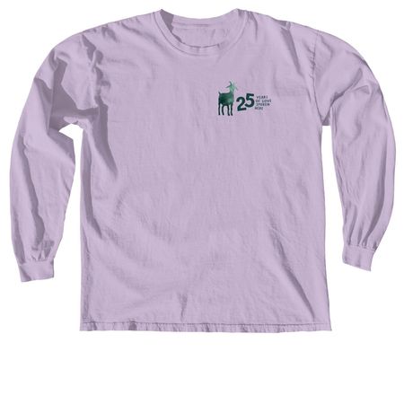 25 Years of Love Spoken Here, a Orchid Comfort Colors Long Sleeve Tee