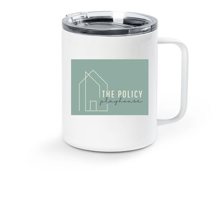 Policy Playhouse Travel Mug, a White Stainless Steel Travel Mug