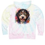 Ocoee River Doodles, Summer Vibes, a Sunset Swirl Tie Dye Pullover Hoodie (back-view)