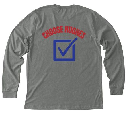 CHOOSE HUGHES Long Sleeve Tee, a Deep Heather Premium Long Sleeve Tee (back-view)
