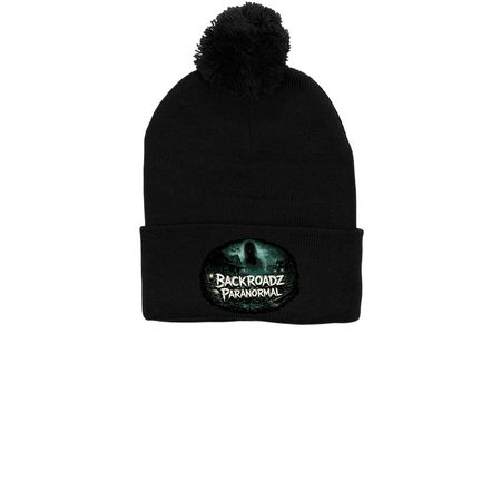 Backroadz Paranormal Beanie, a Black Printed Pom-Pom Beanie