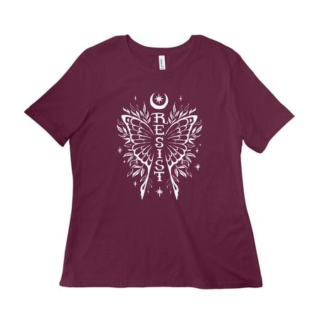 Resist, a Maroon Women?s Relaxed Cotton Tee