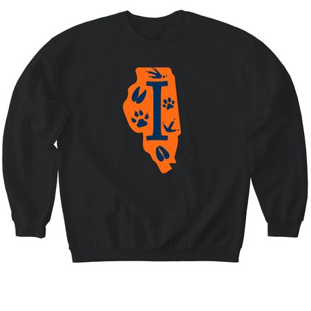 Foot Prints in Illinois 2.0, a Black Softstyle Crewneck Sweatshirt
