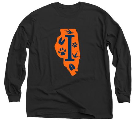 Foot Prints in Illinois 2.0, a Black Classic Long Sleeve Tee