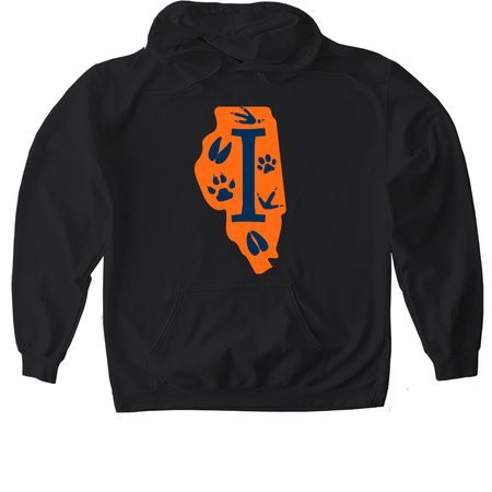 Foot Prints in Illinois 2.0, a Black Gildan Softstyle Pullover Hoodie