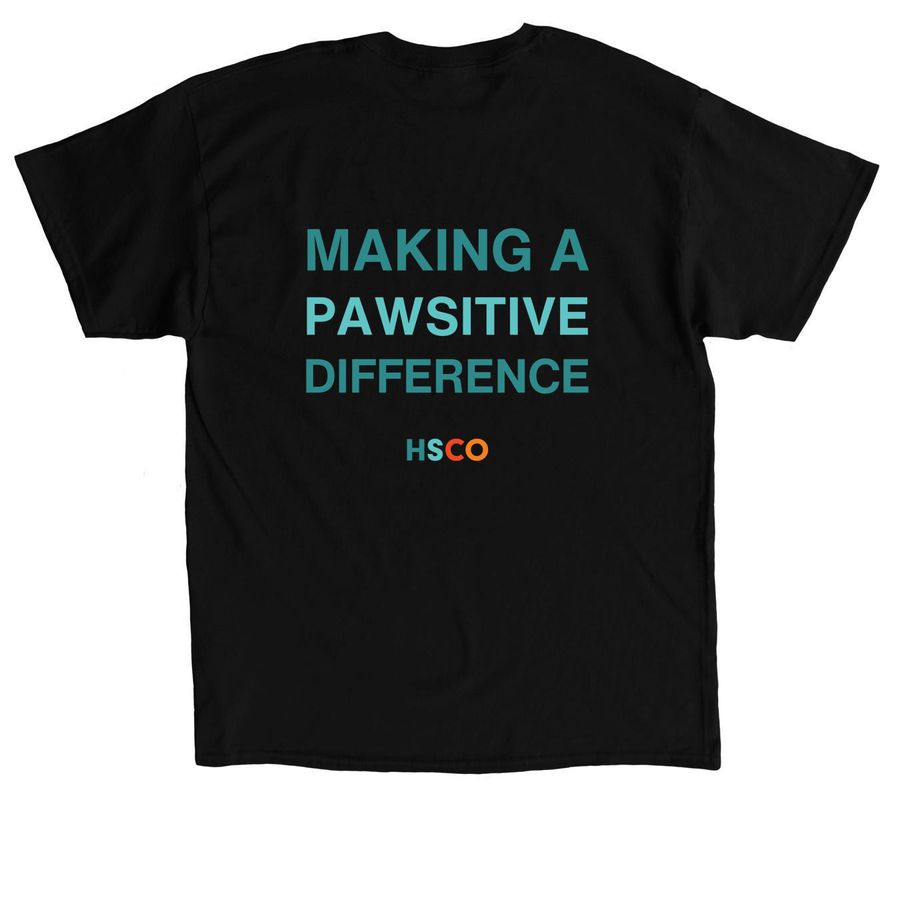 HSCO Volunteer- Making a Pawsitive Difference, a Black Classic Unisex Tee (back-view)
