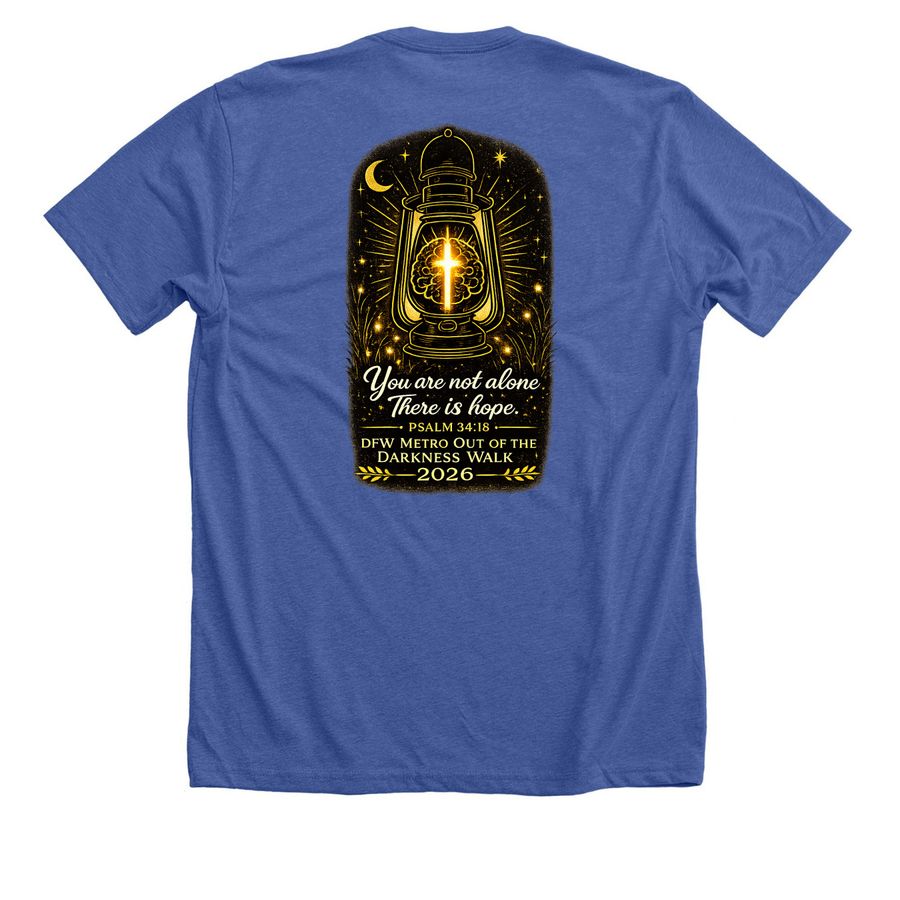 Carrying the Light of Hope, a Solid True Royal Premium Unisex Tee (back-view)