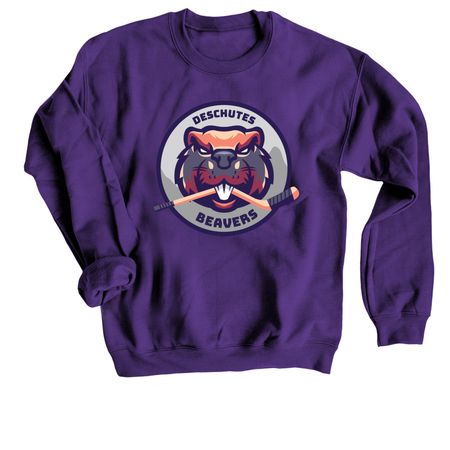 Deschutes Beavers, a Purple Crewneck Sweatshirt