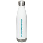 BCEDC water bottle, a White Stainless Steel Water Bottle (back-view)