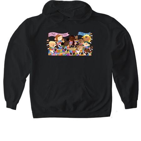 PRIDE 2026, a Black Gildan Softstyle Pullover Hoodie