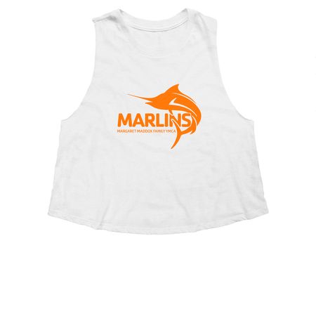 Margaret Maddox Marlins, a Solid White Blend Women's Cropped Racerback Tank