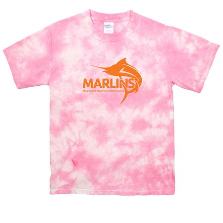 Margaret Maddox Marlins, a Bright Pink Youth Crystal Tie Dye Tee