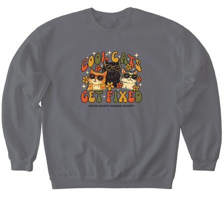Cool Cats Get Fixed, a Charcoal Softstyle Crewneck Sweatshirt