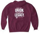 VUU HOCO: BUILT BY UNION. POWERED BY LEGACY., a Maroon Gildan Softstyle Pullover Hoodie (back-view)