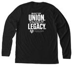 VUU HOCO: BUILT BY UNION. POWERED BY LEGACY., a Solid Black Blend Premium Long Sleeve Tee (back-view)