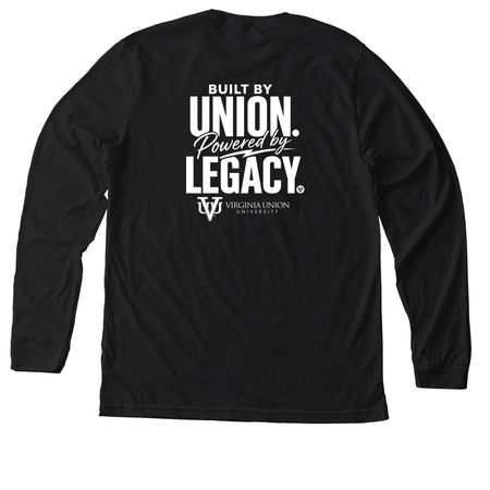 VUU HOCO: BUILT BY UNION. POWERED BY LEGACY., a Solid Black Blend Premium Long Sleeve Tee (back-view)