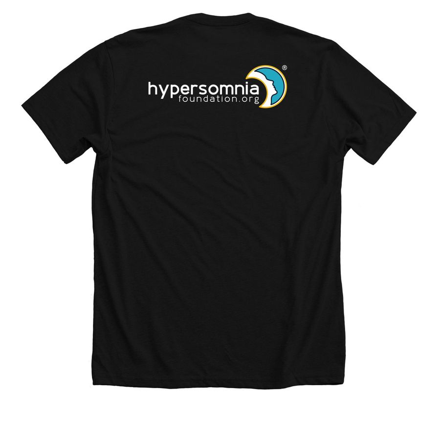 Official Idiopathic Hypersomnia Day T-shirt, a Solid Black Blend Premium Unisex Tee (back-view)