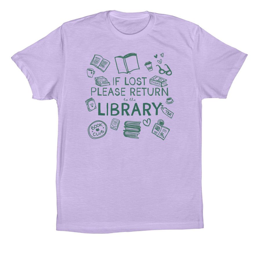 IF LOST PLEASE RETURN TO THE LIBRARY, a Dark Lavender Premium Cotton Tee