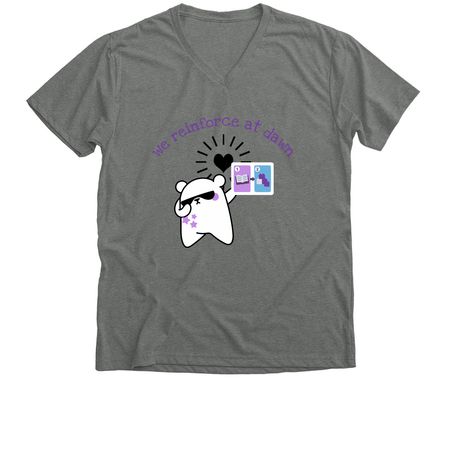 We reinforce at dawn (no logo), a Deep Heather Premium V-Neck Tee