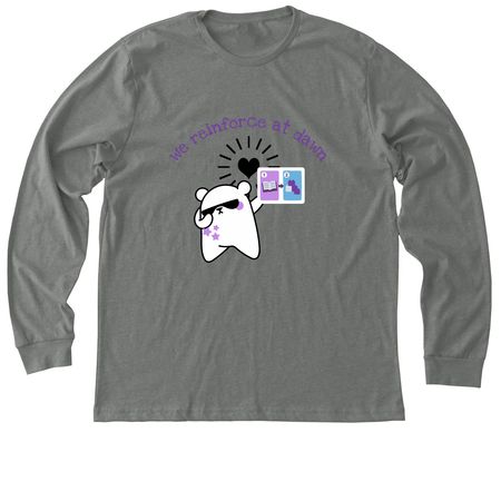 We reinforce at dawn (no logo), a Deep Heather Premium Long Sleeve Tee