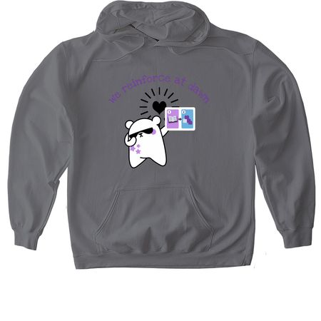 We reinforce at dawn (no logo), a Charcoal Gildan Softstyle Pullover Hoodie