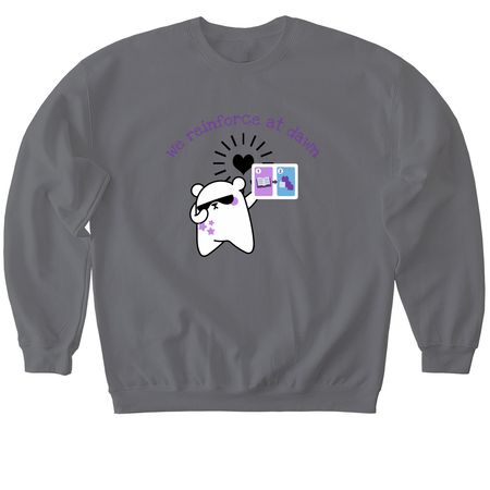 We reinforce at dawn (no logo), a Charcoal Softstyle Crewneck Sweatshirt
