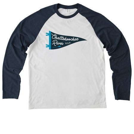 Chattahoochee Pennant Jersey, a Rebel Blue/ Bright White Allmade Eco Triblend Colorblock Raglan Long Sleeve Tee