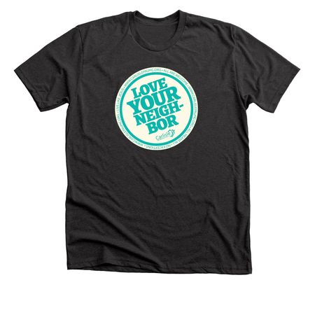 Love Your Neighbor Kindness Campaign, a Dark Grey Heather Premium Unisex Tee