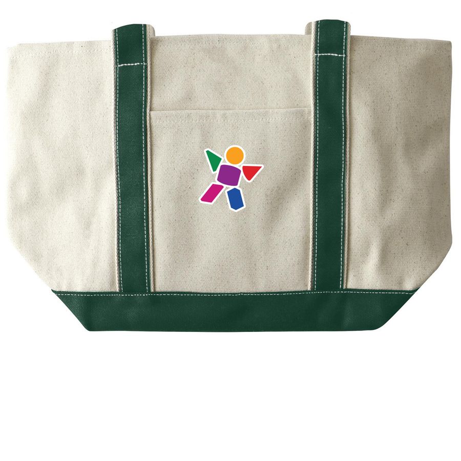 Geo Canvas Tote, a Natural/Forest Large Two-Tone Canvas Tote Bag