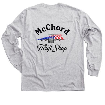 Long Sleeve Volunteer Shirt - Black text, a Sport Grey Classic Long Sleeve Tee (back-view)