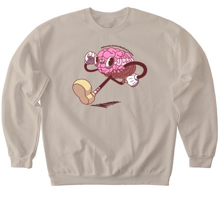 NCCU Cartoon brain shirt, a Sand Softstyle Crewneck Sweatshirt