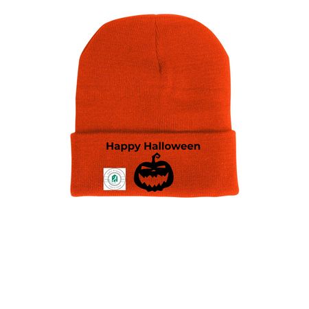 Pumpkin Beanies!, a Blaze Orange Printed Cuffed Beanie