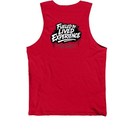 Fueled By Lived Experience Tank Tops, a Red Premium Cotton Tank (back-view)