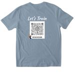training, a Stone Blue Softstyle Cotton Tee (back-view)