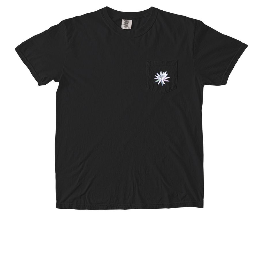 Limited Edition: White-Water Lily Shirt, a Black Comfort Colors Pocket Tee