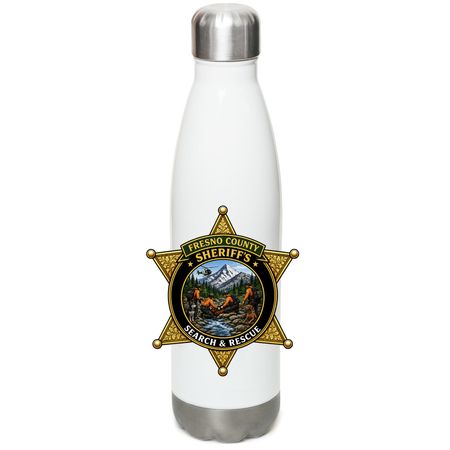 Kaos and Mazi&nbsp;, a White Stainless Steel Water Bottle